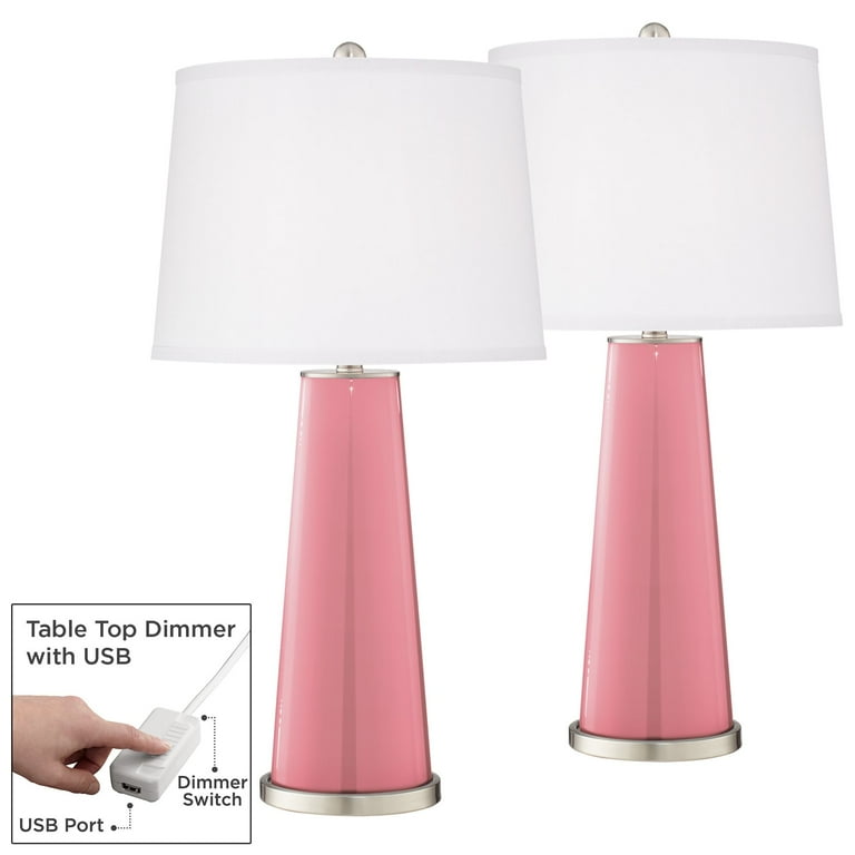 Color + Plus Haute Pink Leo Table Lamp Set of 2 with Dimmers - Walmart.com