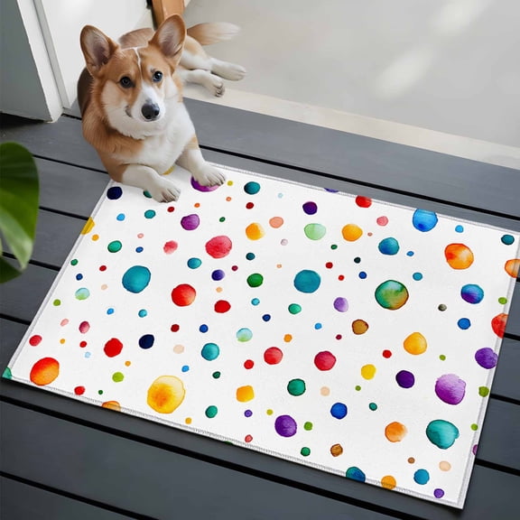 Color Polka Dot 2x3 Area Rugs for Living Room, Abstract Watercolor Bubbles Modern Non Slip Floor Mat Washable Low-Profile Indoor Carpet for Bedroom, Dining Room, Bathroom