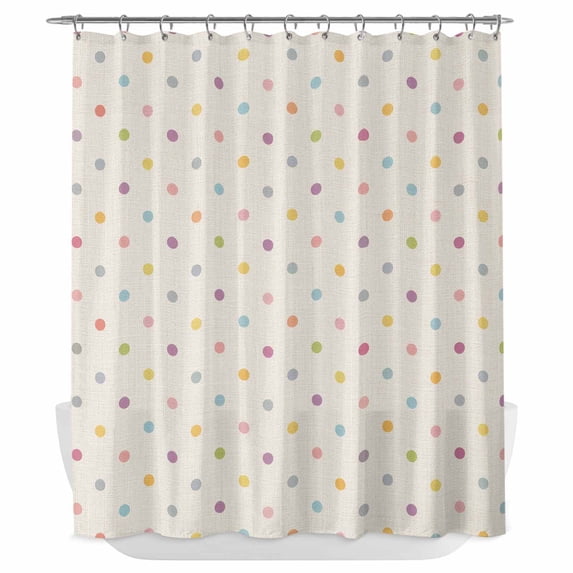 Color Polka Dot Shower Curtain - Water Repellent Fabric Shower Curtains Washable, Modern Simple Geometric Linen Texture Decorative Polyester Cloth Bathroom Curtains Modern Bath Decor 72"x84"