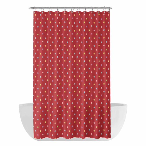 Color Polka Dot Shower Curtain - Water Repellent Fabric Shower Curtains Washable, Modern Simple Geometric Red Decorative Polyester Cloth Bathroom Curtains Modern Bath Decor 36"x72"