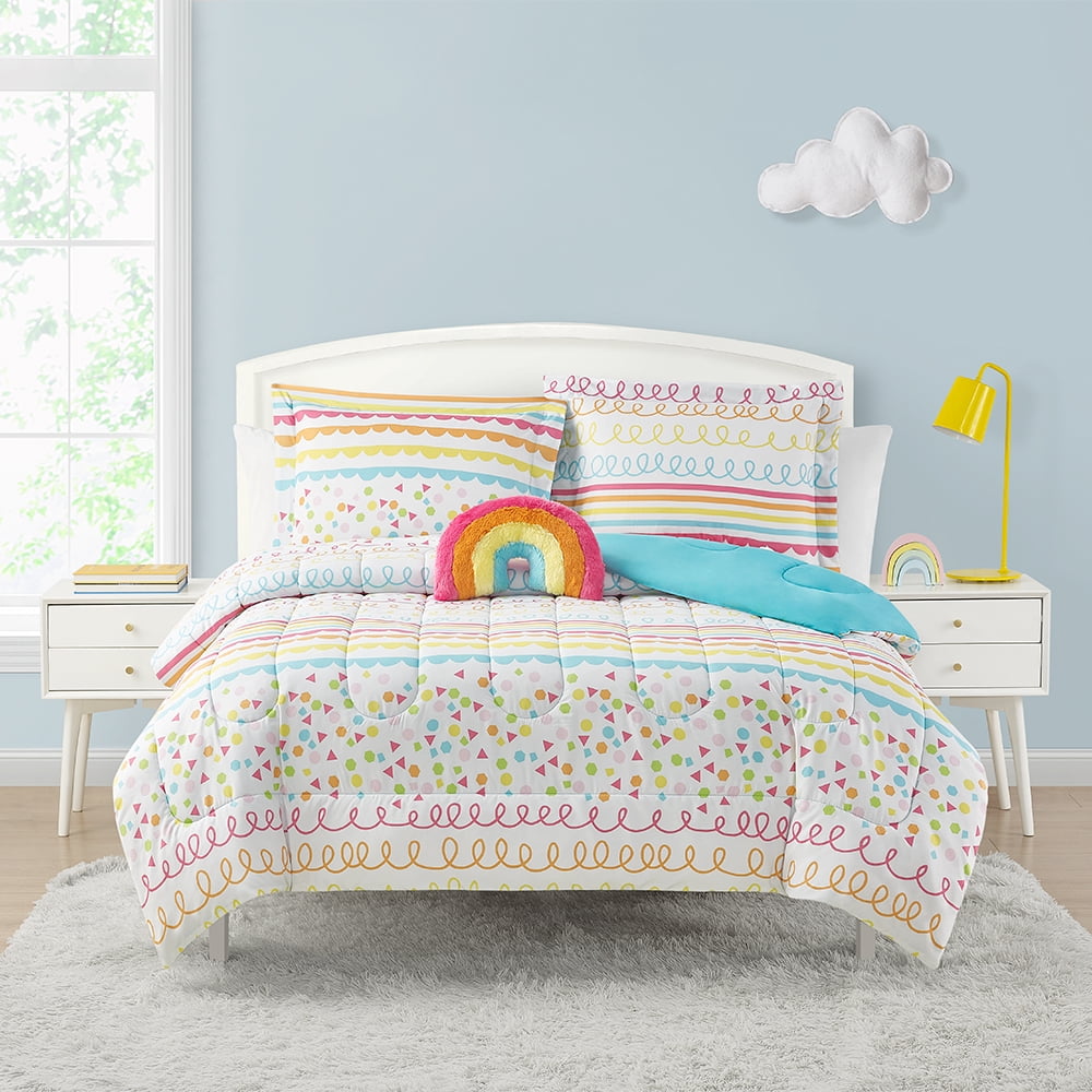 Full Blue Microfiber Reversible Kids Comforter Set