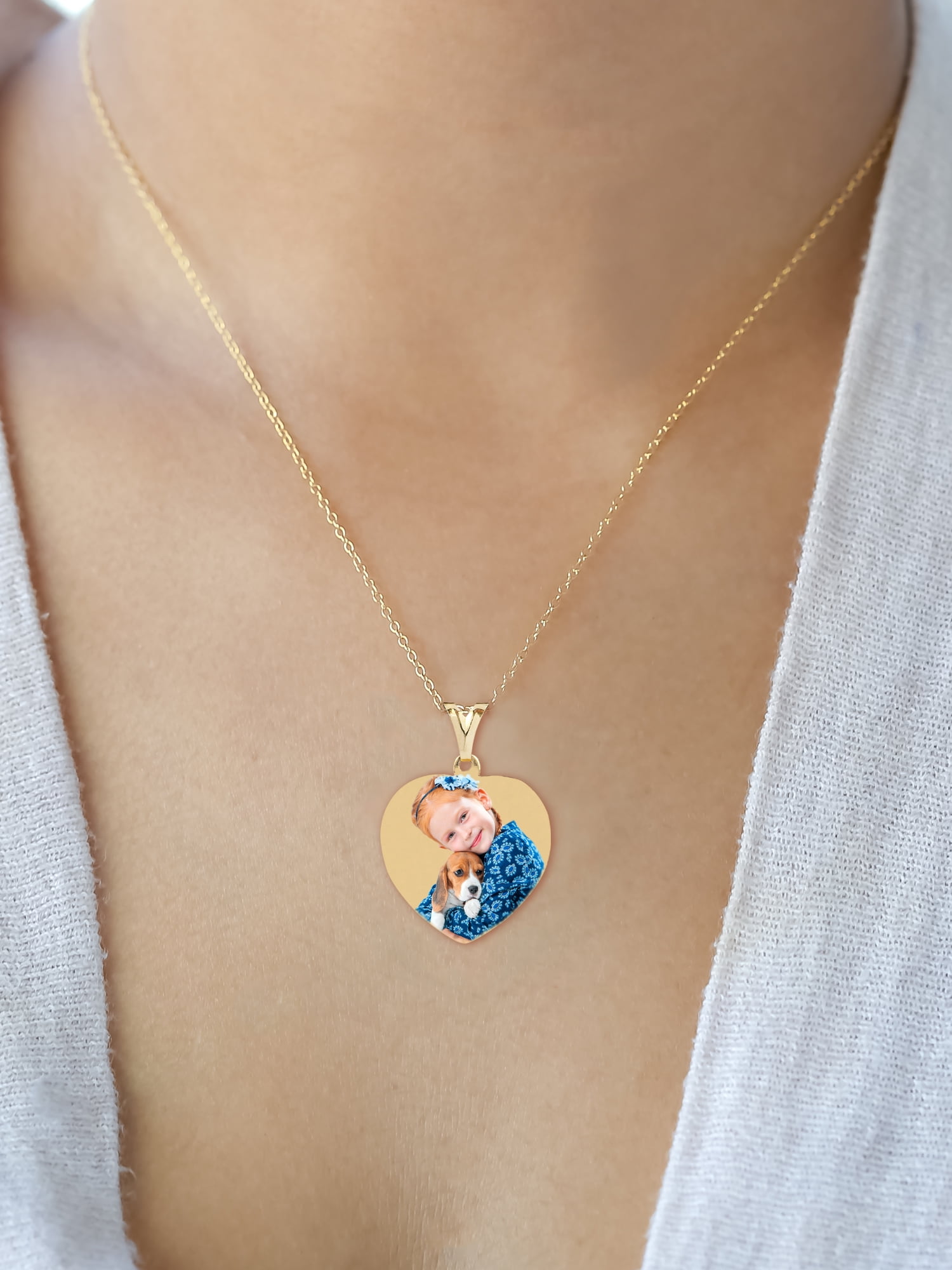 Color Portrait Pendant. Heart Shaped.