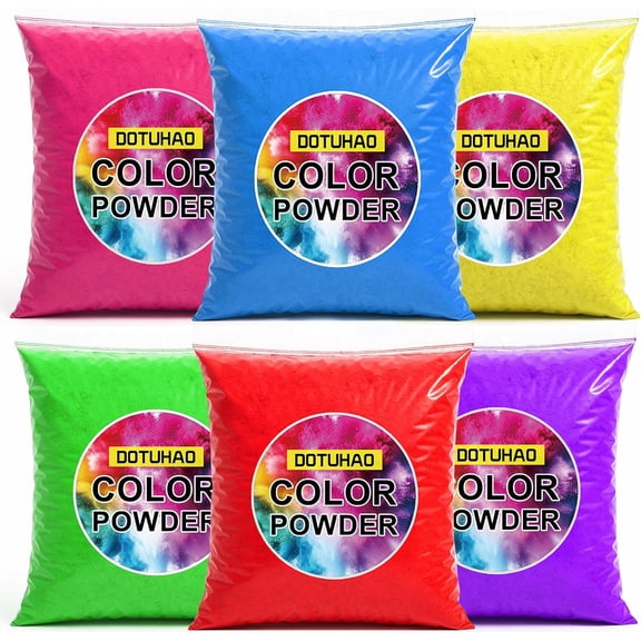 Color Powder - 6 Color Run Powders, 16oz of Each Color, Holi Powder, Perfect for Colored Toss, and Car Burnout, Holi Festival, Parties, Colors Wars, Fun Runs, Summer Camps, Festivals (6 color)