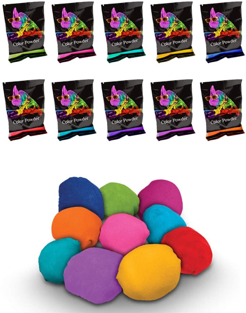 Color Powder 70g 10 Pack with 10 Refillable Color Balls by Chameleon  Colors, 10 Pack Individual Holi Powder, Red, Yellow, Blue, Orange, Purple,  Pink, Navy, Magenta, Aquamarine, and Green Powder 