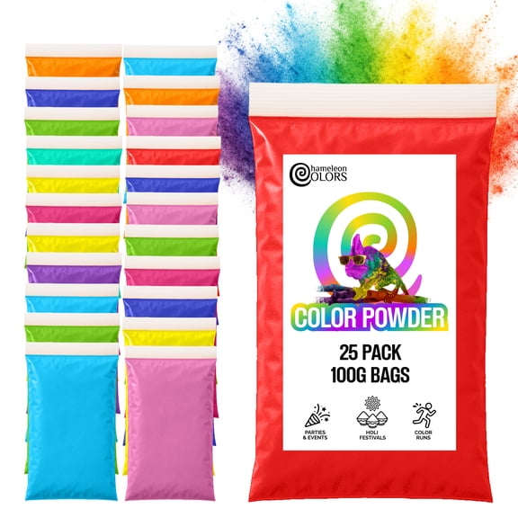 Color Powder Packets by Chameleon Colors 25 Assorted Individual Packets of 10 Colors. Super Sized 100 Gram Bags Give You More Powder and More Color Variety.