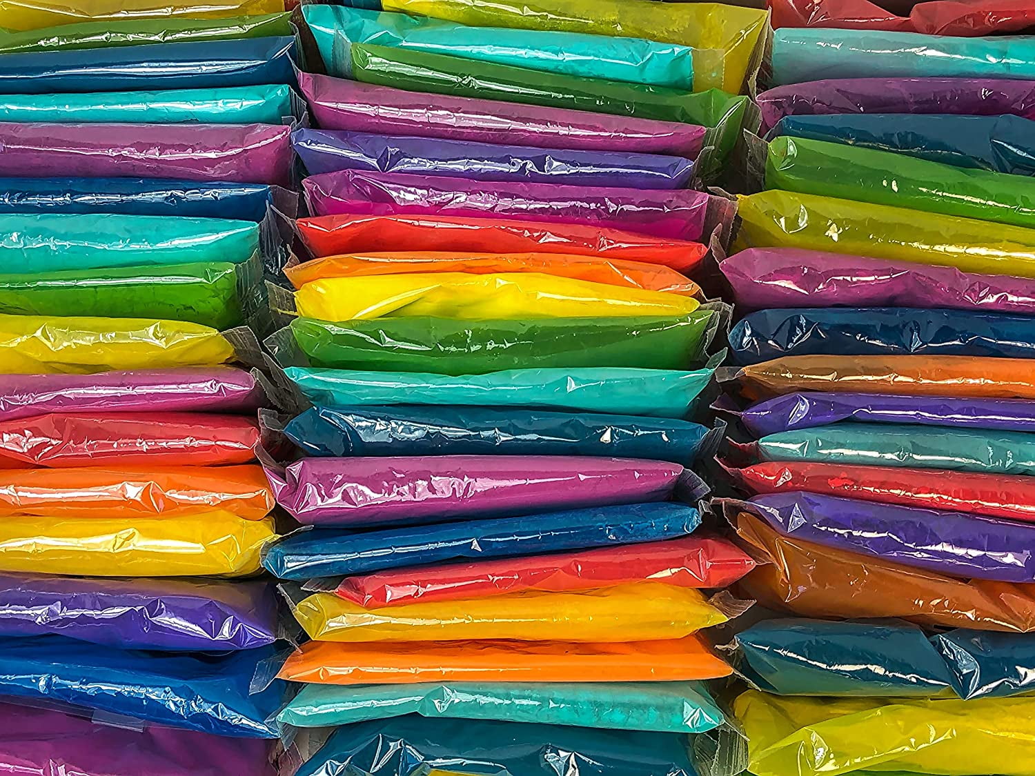 Chameleon Colors - 120 Individual Assorted Holi Powder Bags - 100 Grams Each - 10 Color Variety