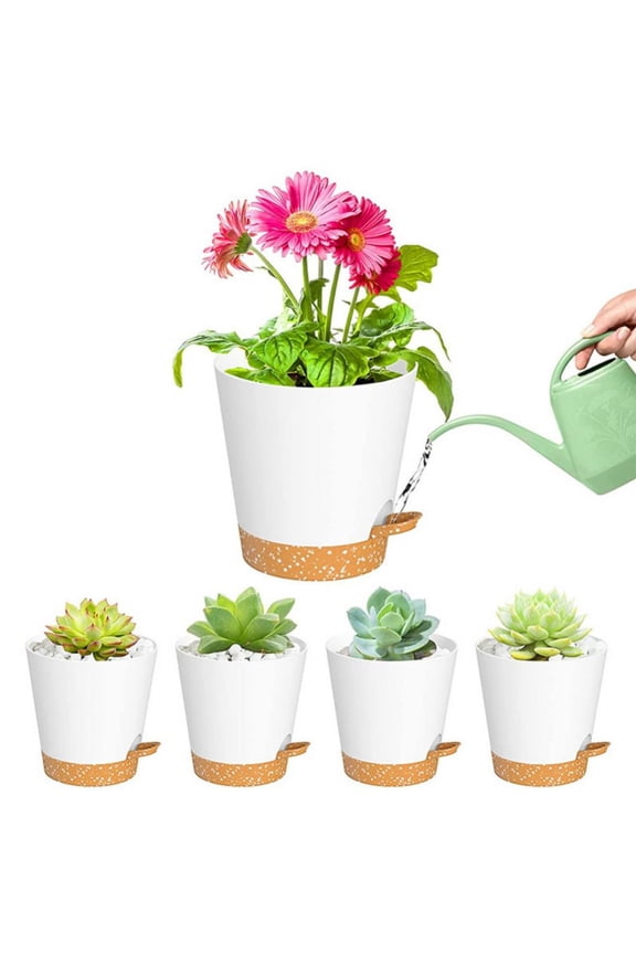 15cm x 13cm x 13cm White Plastic Plant Pot with Drainage Hole (5 Count)