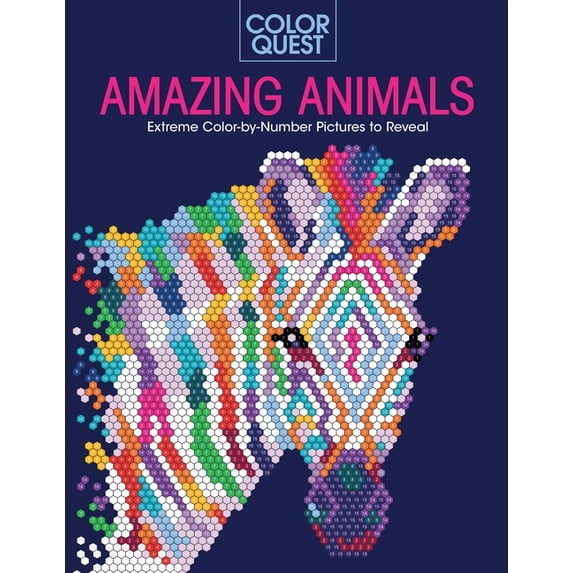 Color Quest Color Quest: Amazing Animals: Extreme Color-By-Number Pictures to Reveal, (Paperback)