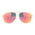 thumbnail image 1 of Color Reflective Mirror Officer Style Cop Metal Rim Sunglasses Gold Orange Mirror, 1 of 4