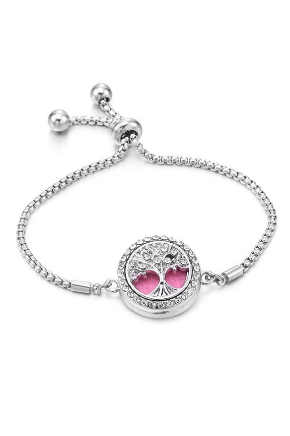 Unisex Essential Oil Diffuser Bracelet Tree of Life Stainless Steel Floral Aromatherapy Jewelry with Refill Pads