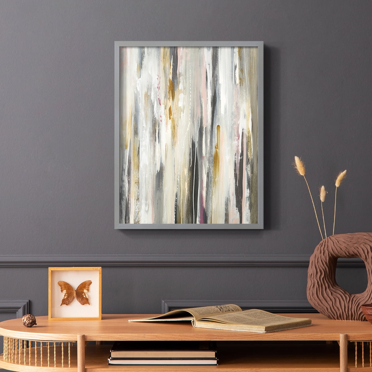 Color Ripple Framed Print in Gray Solid Wood Framed Print No Nail Hanging