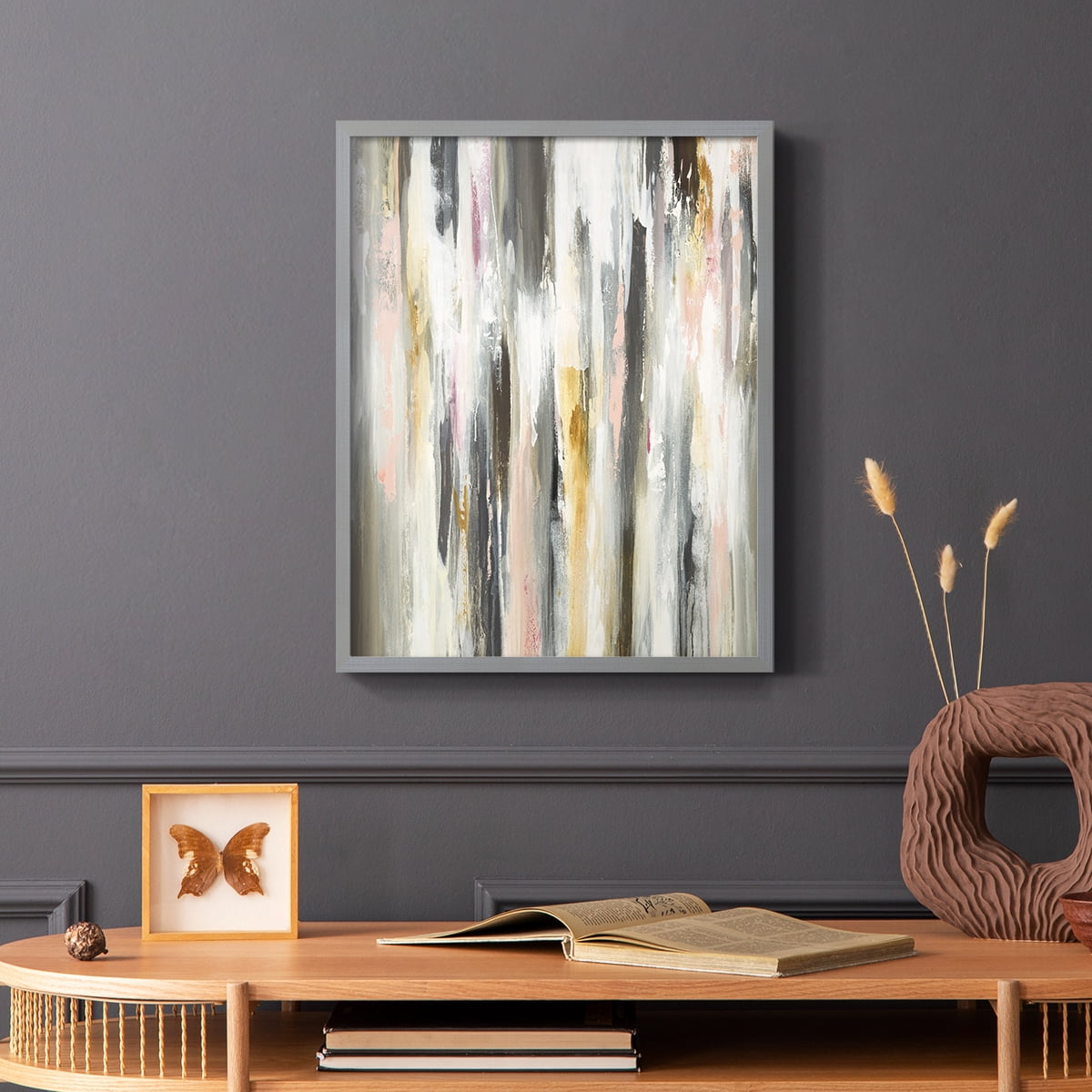 Color Ripple II Framed Print in Gray Solid Wood Framed Print No Nail Hanging