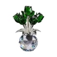 thumbnail image 1 of Color Rose Flower Crystal Figurine with Vase, Bouquet Flowers Ornament Gifts for Wife Women, Handmade Crystal Flower Collectible Home Table Decor ​for Valentine's Day Anniversary(Green,3x1.5x4.1"), 1 of 7