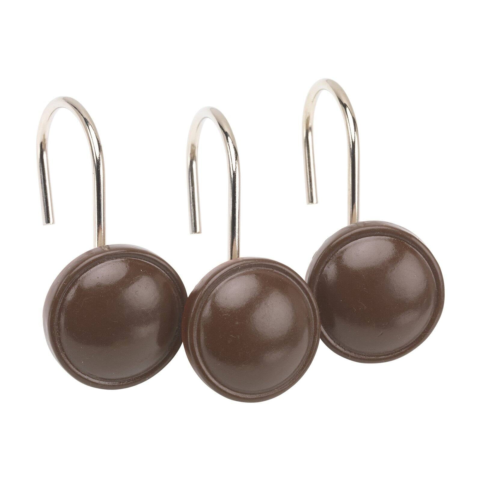 "Color Rounds" Resin Shower Curtain Hooks in Brown