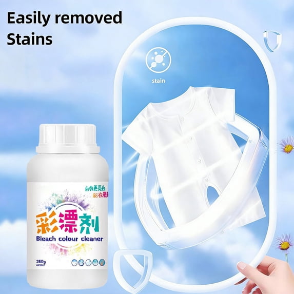 Color-Safe Bleach Powder, 260g Laundry Stain Remover & Brightener, Gentle on Colored Fabrics, Effective on Yellowing & Odors, Multipurpose Cleaning Agent for Clothes & Home