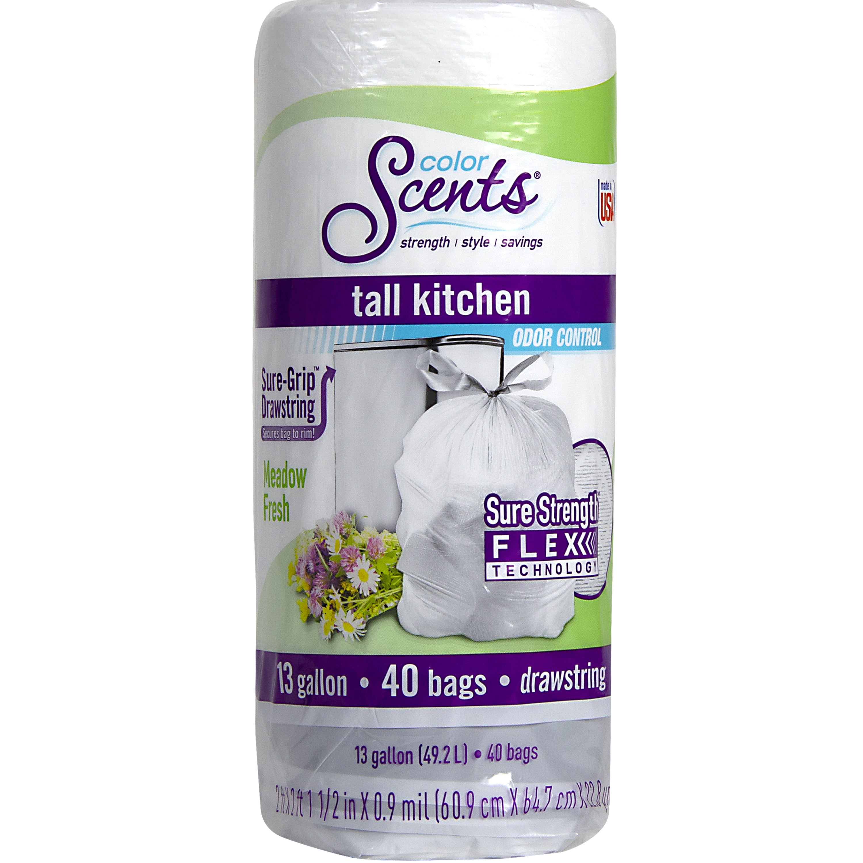 Color Scent Strong Flex Tall Kitchen Trash Bags 13 Gallon 40
