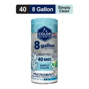 Color Scents 8-Gallon Medium Drawstring Trash Bags, Simply Clean Scent with Microban, 40 Bags
