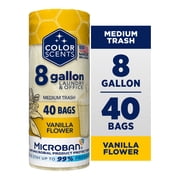 Color Scents Medium 8-Gallon Twist Tie Trash Bags, Vanilla Flower Scent, Microban Protection, 40 Count