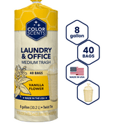 Color Scents Medium Trash Bags, 8 Gallon, 40 Bags (Vanilla Flower Scent, Twist Tie)