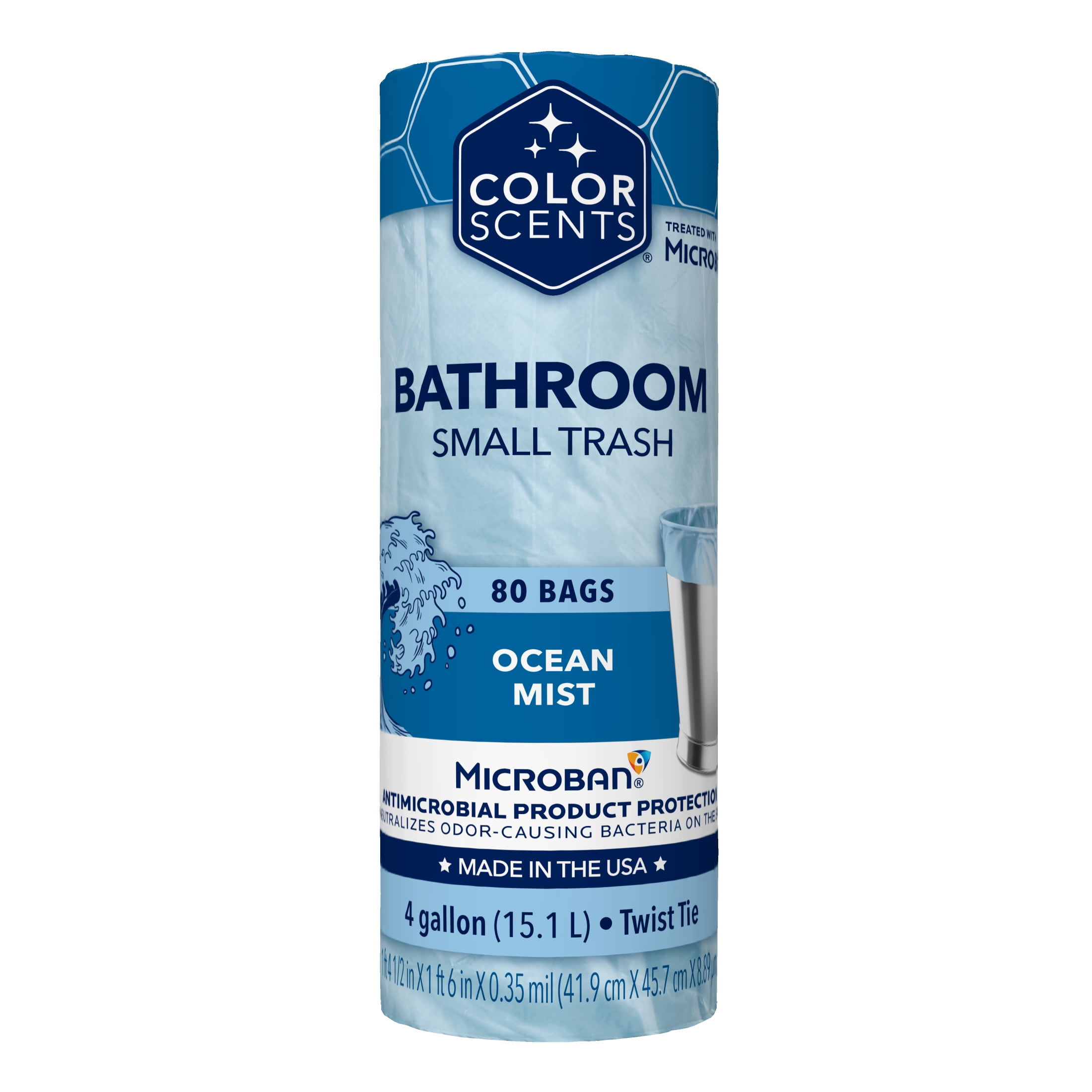 Color Scents with Microban® 4-Gallon Small Twist Tie Trash Bags, Ocean ...