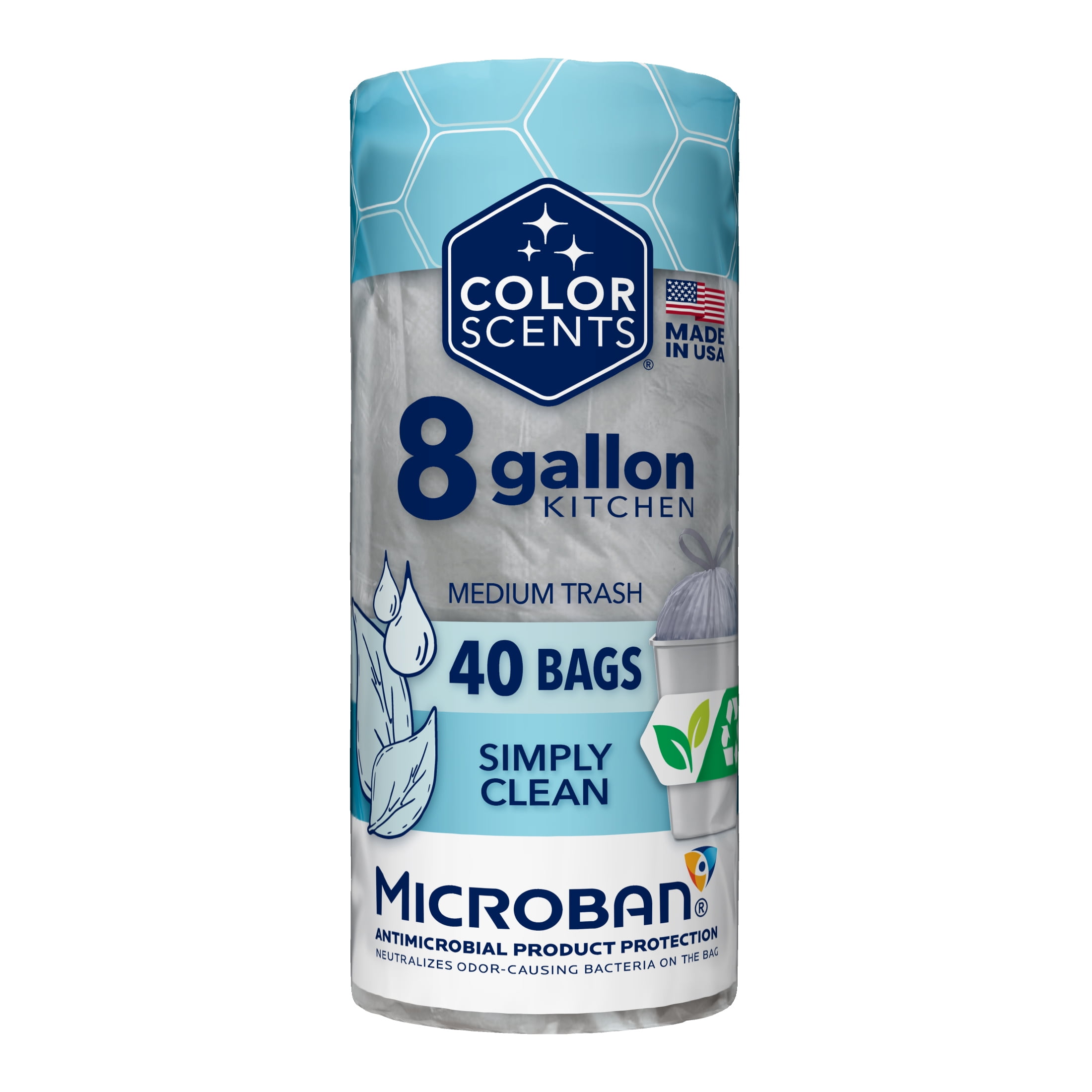 Color Scents with Microban� 8-Gallon Twist Tie Trash Bags, Vanilla Flower  Scent, 40 Bags 