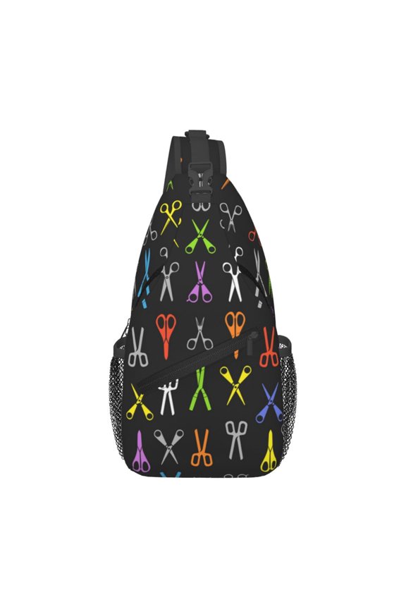 Color Scissors Hair Stylist Salon Sling Backpack Shoulder Chest Crossbody Bag Causal Travel Hiking Daypack