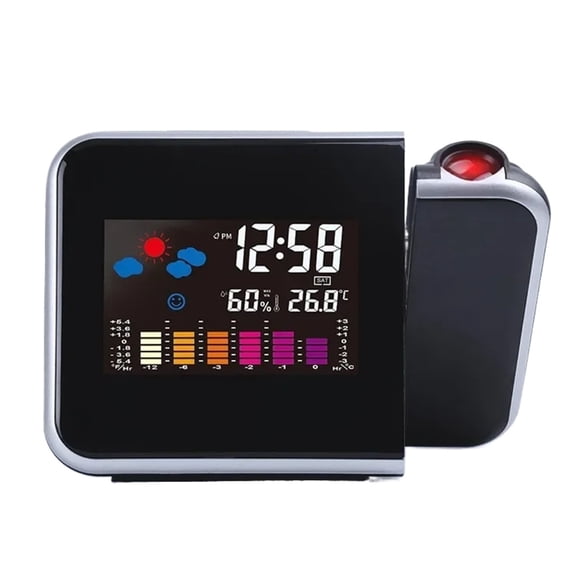 Color Screen Digital Projection Weather Alarm Clock, Electronic LED Adjustable Angle Projection Intelligent Alarm Clock