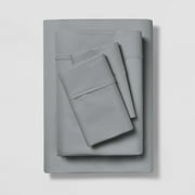 Color Sense 100% Cotton Percale Sheet Set Queen Light Gray
