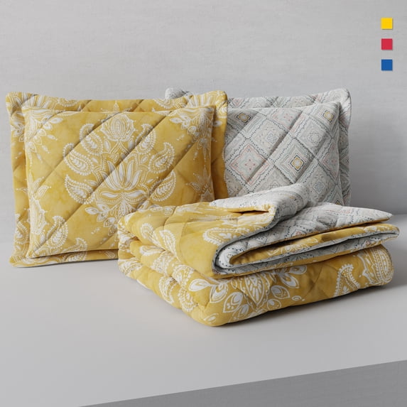 Color Sense 100% Cotton Printed Quilt Percale Set, Soft & Luxurious Feel, 3-Piece Percale Set King Landour