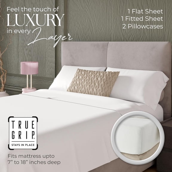 Color Sense 600 Thread Count Queen Bed Sheets, Arctic White