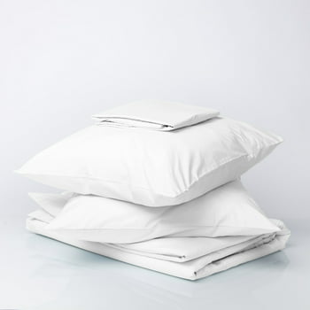 Color Sense Brushed Cotton Blend Percale Sheet Set King White