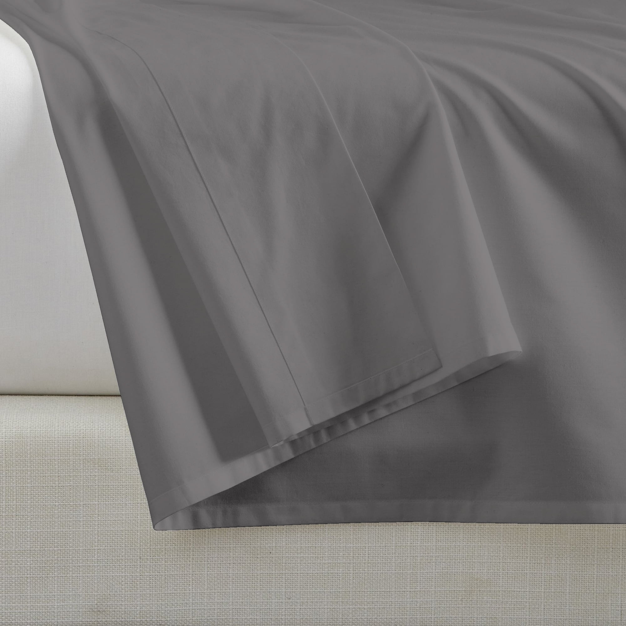 Dark Gray Full Size Cotton Percale Flat Sheet