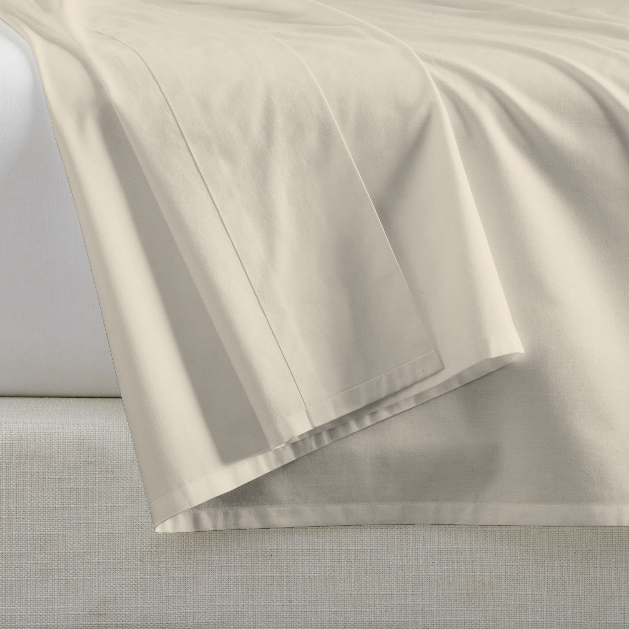 Ivory Full Size Cotton Percale Flat Sheet
