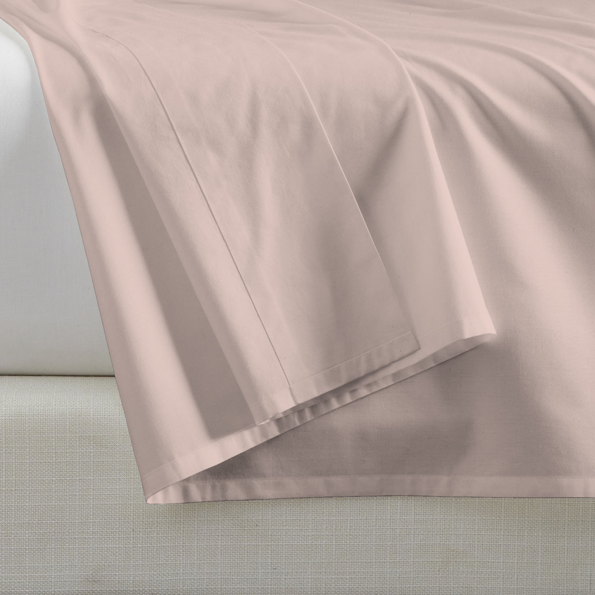 Blush Twin Cotton Percale Flat Sheet Set