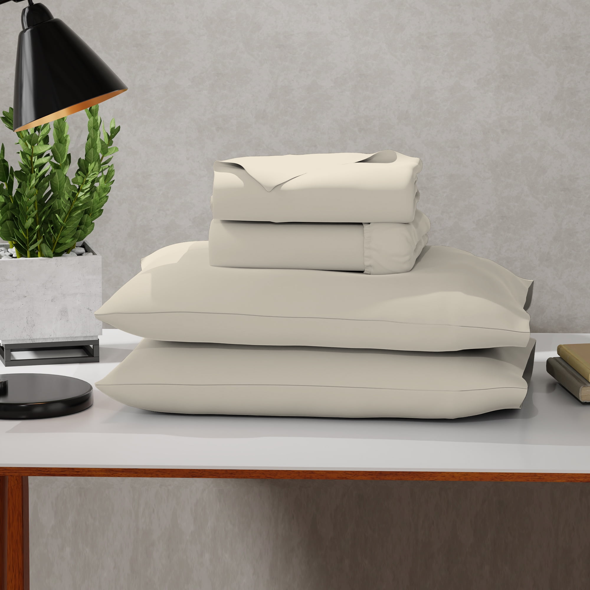 Fresh Ivory Twin XL Percale Microfiber Sheet Set
