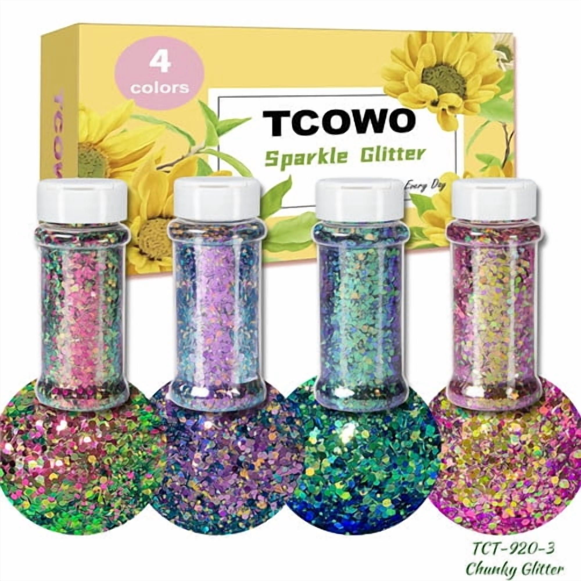 Color Shift Chameleon Glitter Chunky Glitter Sequins For Arts & Crafts Decoration Weddings Cards 2oz/Bottle 4 Colors One Set