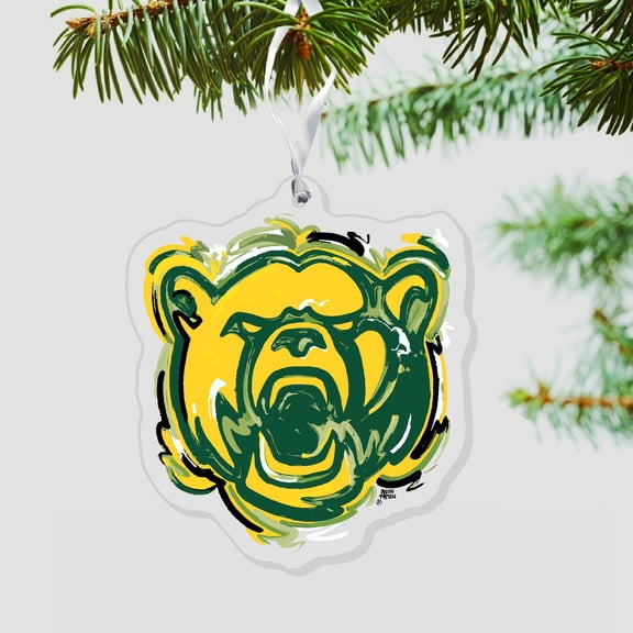 Color Shock Products Holiday Ornament Justin Patten Artists Rendition Compatible with Baylor University Bears