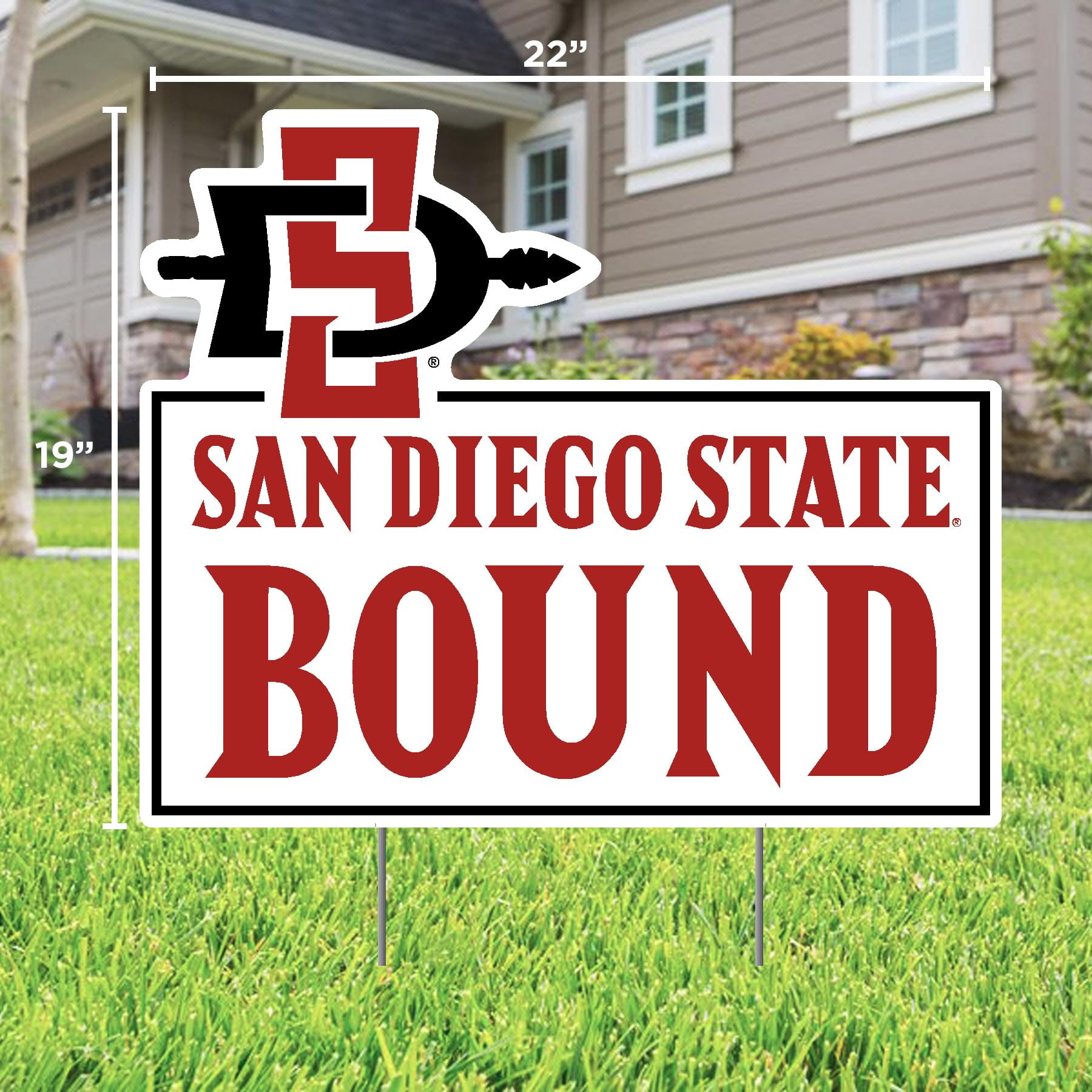 Color Shock Products University Bound Lawn Sign Compatible with San Diego State University