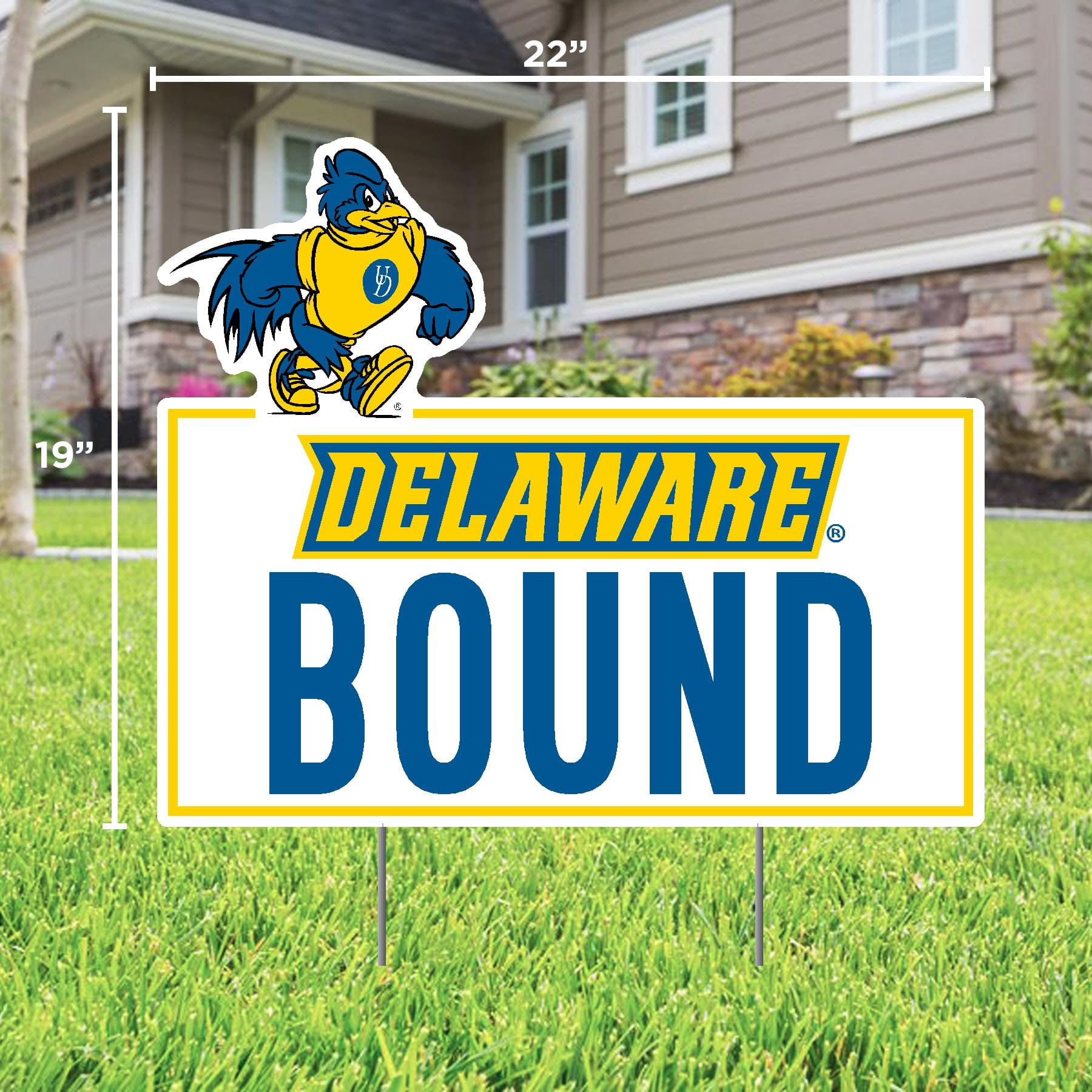 Color Shock Products University Bound Lawn Sign Compatible with University of Delaware