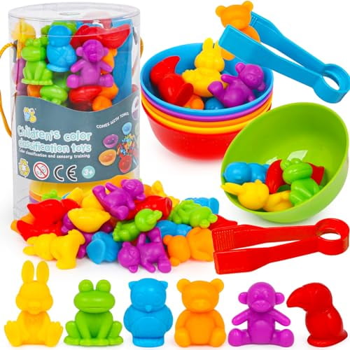 Color Sorting Toys for Toddlers 1-3,Counting Animals Matching Games Montessori Educational Preschol Toddler Learning Activities Sensory Traning Toys Gift for 2 Year Old Boys Girls