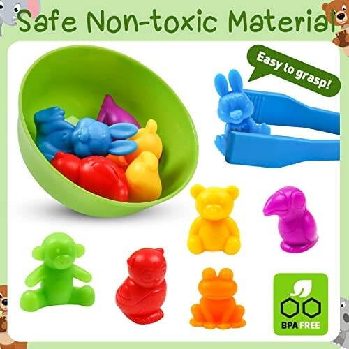 Color Sorting Toys for Toddlers 1-3,Counting Animals Matching Games Montessori Educational Preschol Toddler Learning Activities Sensory Traning Toys Gift for 2 Year Old Boys Girls