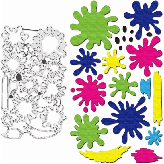 Color Splash Cutting Dies Carbon Steel Template Metal Embossing Stencils for Paper Card Making Decoration DIY Scrapbooking Album Craft Home Decor Stainless Steel Color