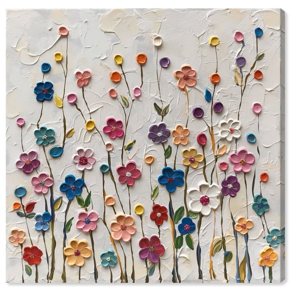 Color Splash Floral Bunch Canvas Winter Floral Art by Art Remedy, Gallery Wrapped, 40" x 40"