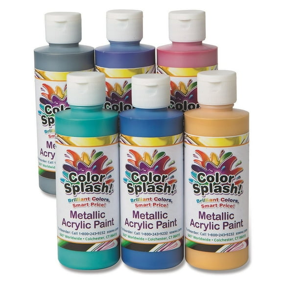Color Splash! Metallic Acrylic Paint Assortment, 8-oz. (Set of 6)