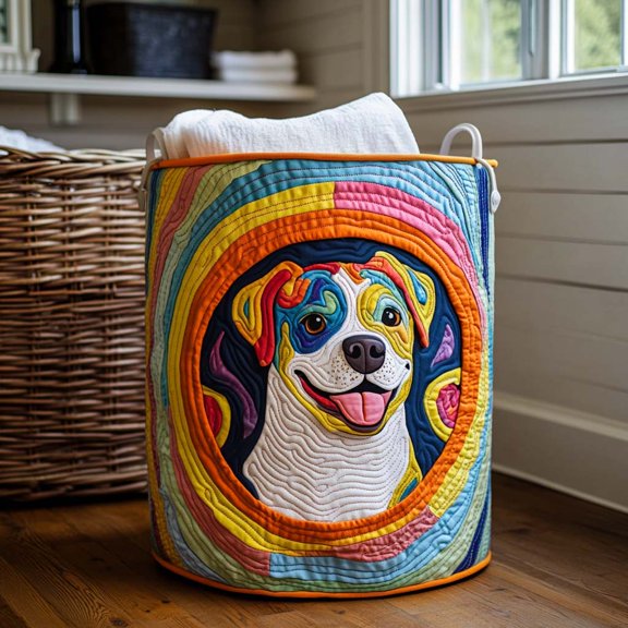 Color Splash Pitbull Quilted Laundry Basket