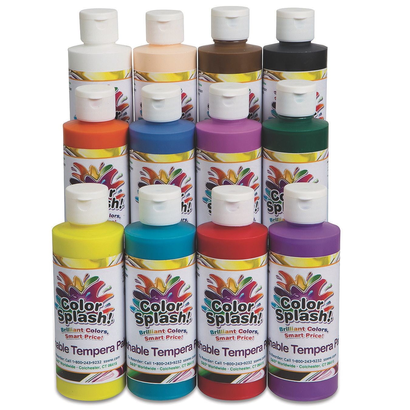 Color Splash! 8 oz. Multicolor Washable Tempera Paint Set