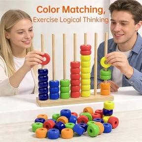 Color Stack Game Color Matching Stacking Game with Rings, Cards & Racks, Fast-Paced Color Stack Challenge for 2 Players, Tabletop Brain Teaser Family Game Night Set