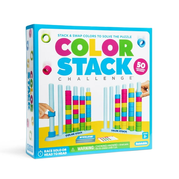 Color Stack – Fast-Paced Color Matching Puzzle Game for Family Game Night, Includes 2 Stack Racks, 50 Challenge Cards, 80 Rings by What Do You Meme?