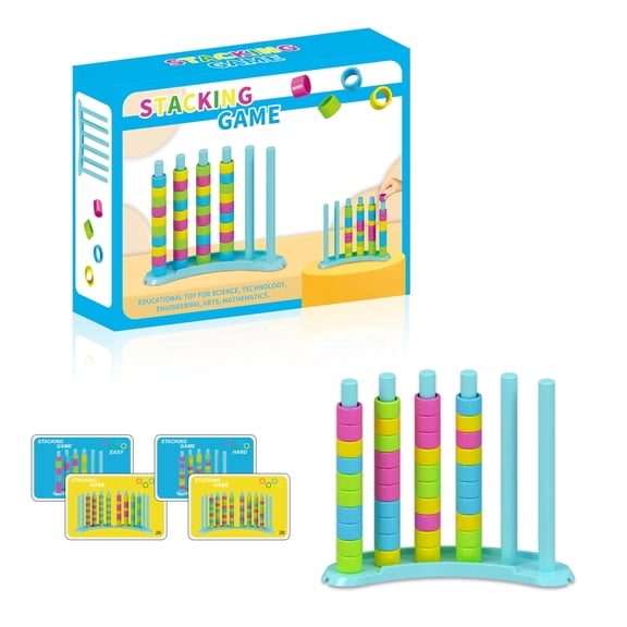 Color Stacking Game – Stack and Swap Puzzle Toy for Kids, Single or 2-Player Desktop Interactive Game, Educational Logical Thinking & Focus Training, Parent-Child Activity, Gift for Ages 3-8