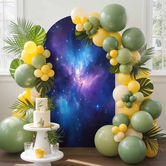 Color Starry Sky Arch Backdrop Cover, 5FT, Night Sky Modernism Nature Scenery Spandex Arch Covers Double-Sided Backdrop for Wedding Birthday Party Photo Background Decoration